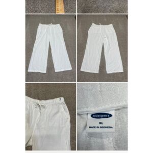 Old navy womens wide leg pull on pants sz X-Large high rise white line blend nwt
